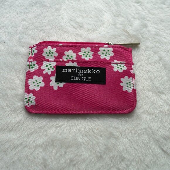NWT Marimekko for Clinique Pink Floral Coin Pouch Card Case - Picture 2 of 6
